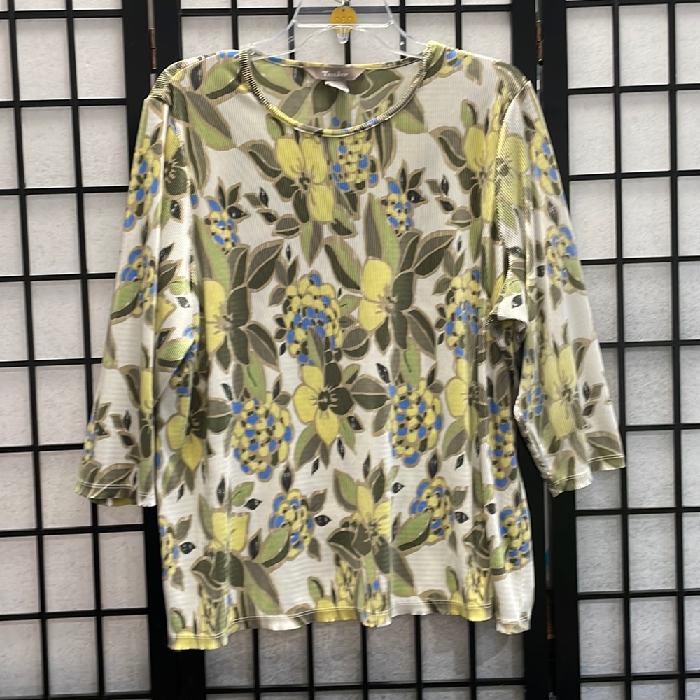 Tanjay Top, Boat Neck, 3/4 Sleeve, SZ XL
